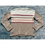 Hem & Thread  Ivory Tan Color Block Stripe Acrylic Blend Sweater Large Photo 1