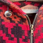 Woolrich Vintage 80s 90s maroon orange Tribal Aztec Southwestern Blanket Coat Photo 2