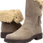 Clarks Collection by Opal Zip Convertible Faux Sherpa/Fur Boots Suede Pebble 8M Photo 0