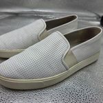 Vince  Ivory Bone Perforated Soft Leather Slip On Sneakers Size 9 Shoes Photo 0