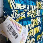 LuLaRoe 👑 Cassie Skirt Blue/Yellow Graffiti Print M NWT Photo 4