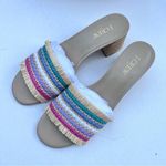 J.Crew Women’s Classy Seasonal Style Woven Mule Raffia Rainbow Sandals Sz 8.5 Photo 0