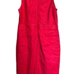 Banana Republic  Midi Dress Womens 14 Red Linen Blend Surplice Sleeveless Photo 4
