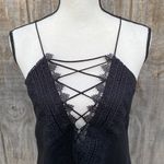 WAYF  Black Strappy Lace Up Plunge Cami Strapless Blouse Size Small Photo 1