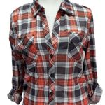 NEW White Mark Coral & Gray Plaid Lightweight Button Front Shirt Dress Small Photo 4