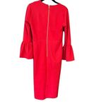 Jacey lane bell sleeve zipper back Dress, midi, red, work, going‎ out E23 Red Photo 4