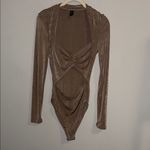 SheIn  Taupe Long Sleeve Slinky Cut-Out Bodysuit Photo 2