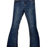 Dear John Jeans Women Flare Low Rise Stretch Denim Frayed 1 Pocket 30x32 Size 26 Photo 0