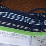 Liz Claiborne Navy Blue Pinstripes High Rise Lace Up Pockets Shorts 12P Photo 10