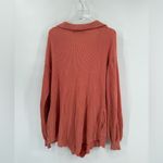 Free People  Picnic Romper Ribbed Knit Collared Linen Cotton Salmon Playsuit xs Photo 2