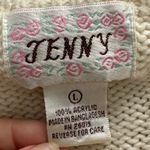 Jenny Yoo Jenny White Cable Knit Fisherman Crewneck Sweater, size L Photo 2