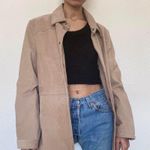 Tan Beige Suede Vintage Leather Coat Jacket Photo 0