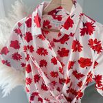 Free Assembly Floral Wrap Shirt Dress Womens XS White Red Photo 5