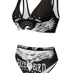 New Freebird Lynyrd Skynyrd Bikini Swimsuit Bathing Suit Beach Race Wear Black Size L Photo 2