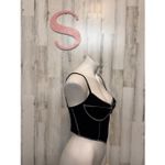 Black Contrast Stitch Corset Crop Top Women’s Small Bustier Cami Y2K Style Photo 6