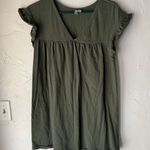 ASOS  Olive Green‎ Oversized Small Top Flutter Ruffle Sleeve V Neck Babydoll Photo 0
