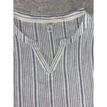 ll bean blue ivory Striped linen cotton tunic top short sleeve XL Photo 3