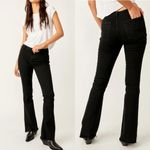 Free People X We The Free Level Up Slit Slim Flare Bootcut Jeans Pitch Black Photo 4