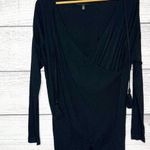 White House | Black Market WHBM Black Wool Cashmere Blend Wrap Surplice Draped Sweater Tunic Top Size XS Photo 0