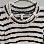 Chico's Black and White Striped Cowl Neck Sweater Photo 1