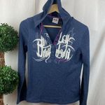 Harley Davidson Gray Waffle Weave Long Sleeve Logo Embroidered Print Hoody Top M Size M Photo 0