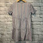 Madewell  Women’s Size XS Striped Crewneck Button-Front Tiered Mini Dress Photo 7
