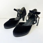 ANTAINA Lolita Black Velvet Side Bow Kitten‎ Heels Coquette Demure Size 7 Photo 6