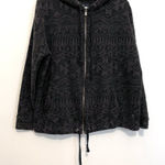 American Eagle Dark Gray Black Aztec Tribal Boho Full Zip Knit Hoodie Sweatshirt Photo 0