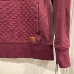 L.L. Bean Size XS Burgundy Quilted Mock Neck Quarter Zip Sweatshirt Leather Pull Red Photo 3