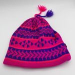 Smiley Vintage Pink And Purple Beanie 100% Wool One Size Photo 0