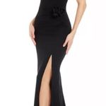 Dress the Population NWOT Black Aubrielle Rosette One Shoulder Maxi Gown sz M Photo 2