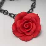 Red Rose Gun Metal Gothic Necklace New Photo 7
