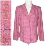 Anne Carson Silk Tweed Blazer M Jacket Pink Frayed Hem Office Career Barbiecore Photo 1