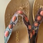 Vionic  Orthotic Sandals Pink Gem Snake Print Thong Comfort Size 8‎ Beach Summer Photo 1
