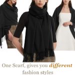 Womens Winter Scarf Cashmere Feel Pashmina Shawl Wraps Soft Warm Blanket Scarves for Women Photo 4