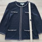 St. John  Collection Jacket 8 Black Pink Santana Knit Embellished Trim Elegant Photo 8