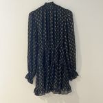 Anthropologie  O.P.T. Black & Gold Mock Neck Metallic Smocked Dress Size L Photo 6