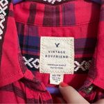 American Eagle Boho western red plaid cowgirl button down shirt, size XS Photo 4