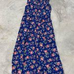 Vintage April Cornell Blue Floral Cottagecore Maxi Dress Size Small Pink Photo 0