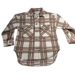 RND Plaid Flannel Shacket Shirt Jacket Pink‎ Beige White Womens Medium Pink Photo 2