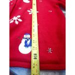 Vintage Crystal Kobe Knitted Christmas Sweater Cardigan Snowman Snowflakes Large Red Photo 10