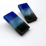 TRADEMARK™ clip on Burch sisters‎ art deco earrings Rare blue Colorblock vintage Photo 1