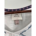 Knox Rose  Womens Top L White Embroidered Floral V Neck Tunic Top Boho Summer Photo 1