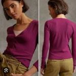 Maeve  by Anthropologie Meryl Button Front Ribbed Cardigan‎ medium holiday Photo 1