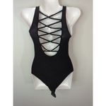 Abercrombie & Fitch Black Ribbed Criss Cross Back Bodysuit Shell Size S Photo 6