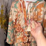 Baltic Born Groovy Floral Wrap Maxi Dress Belted Kimono Sleeve Boho Retro Orange Teal Photo 5