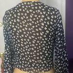 Reformation Black and White Long Sleeve Wrap Blouse Photo 5
