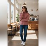 Rachel Parcell  Ostrich Feather Trimmed Mock Neck Sweater Size XS Pink Photo 1