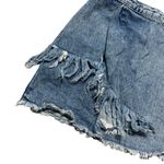 ZARA  Denim Distressed Mini Skirt S Photo 1