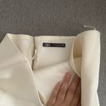 ZARA Oyster White Satin Effect Strapless Shirt Photo 2